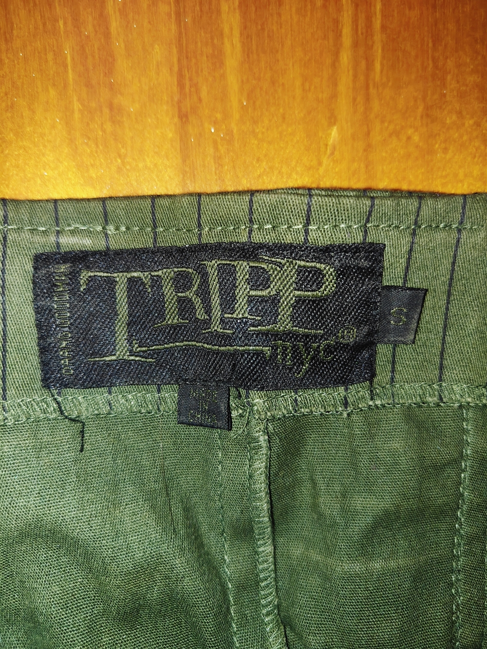 Tripp NYC Vintage Military Style Goth Olive Green Pinstripe Halter Tank - Picture 6 of 6